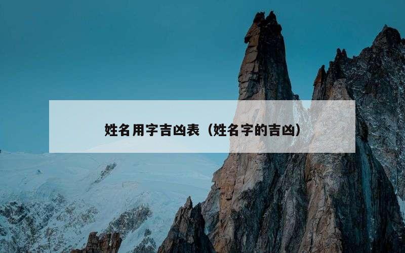 姓名用字吉凶表（姓名字的吉凶）
