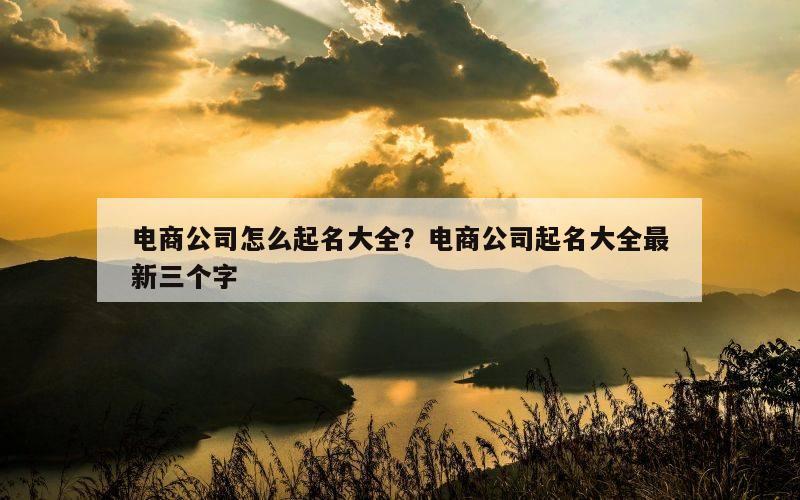电商公司怎么起名大全？电商公司起名大全最新三个字