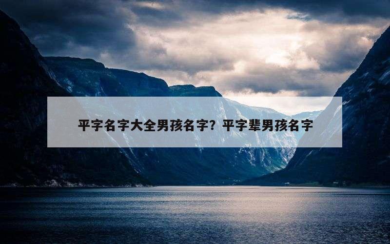 平字名字大全男孩名字？平字辈男孩名字