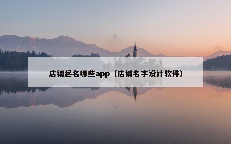 店铺起名哪些app（店铺名字设计软件）