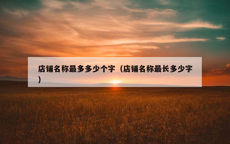 店铺名称最多多少个字（店铺名称最长多少字）