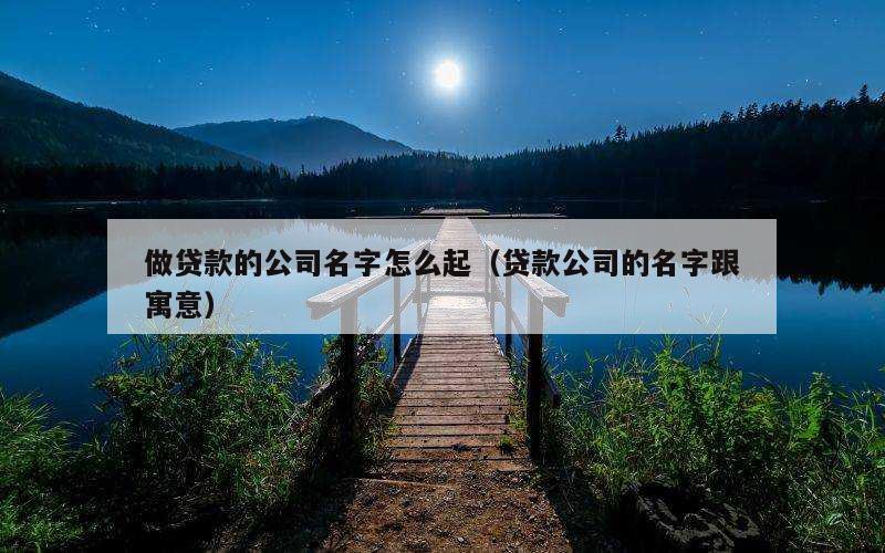 做贷款的公司名字怎么起（贷款公司的名字跟寓意）