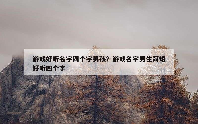 游戏好听名字四个字男孩？游戏名字男生简短好听四个字