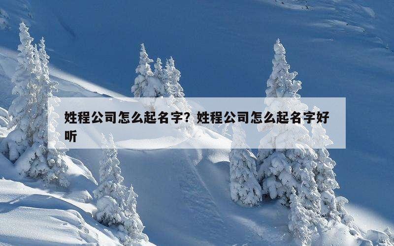 姓程公司怎么起名字？姓程公司怎么起名字好听
