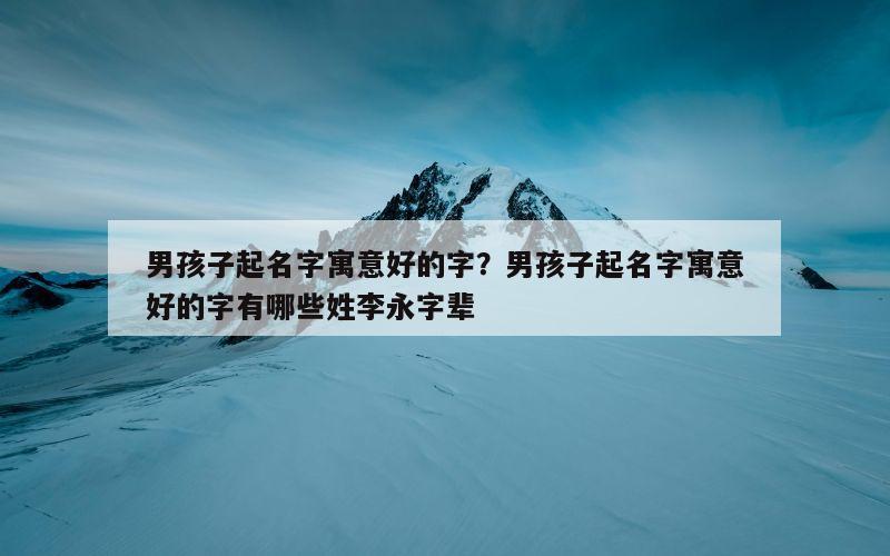 男孩子起名字寓意好的字？男孩子起名字寓意好的字有哪些姓李永字辈
